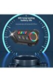 Fener Işık Özellikli Kask Kulaklık Su Geçirmez Bluetooth 5.4 Motosiklet Kask Kulaklığı RGB Işıklı
