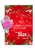 Yeni Yıl 2025 Kart Üzerinde Anahtarlık (Kişiye Özel Yazı Yazdırılabilir) Peluş Bebek 5 adet