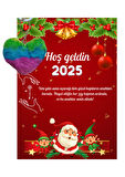Yeni Yıl Noel Baba Kart Üzerinde Anahtarlık (Kişiye Özel Yazı Yazdırılabilir) Renkli Kalp