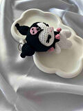 Amigurumi Anahtarlık  El Yapımı Kuromi 12 cm Siyah
