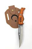 İsme Özel Kamp Outdoor Bıçak Ay Yıldız İşlemeli Deri Kılıf