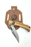 Aslan Motif Kamp Outdoor Bıçağı İsme Özel Seri Deri Kılıf Set