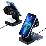 AuraCharge Station: 4 ü 1 Arada 15w Kablosuz Şarj