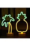 Tropikal Palmiye Ananas Kaktüs 3'lü Usb Ve Pilli Neon Led Lamba Masa Gece Led Işık