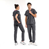 Füme Likralı Üniforma Takımlar Yüksek Kaliteli Likralı Scrubs