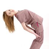 Jogger Lüks Kaliteli Likralı Doktor Hemşire Forması Scrubs Gül Kurusu