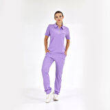Polo Lüks Kaliteli Likralı Doktor Hemşire Forması Scrubs Lila