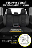 Seat Alhambra UYUMLU TAM SET PRO Lüks Oto Koltuk Kılıfı Deri ve Kabartmalı ÖZEL KUMAŞ SİYAH