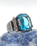 925 Ayar Gümüş Aqua Baget Taşlı "Şah Cihan" Yüzüğü