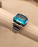 925 Ayar Gümüş Aqua Baget Taşlı "Şah Cihan" Yüzüğü