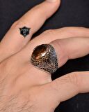 Zultanit Taşlı Zirkon Taş Süslemeli 925 Ayar Gümüş Erkek Yüzüğü