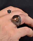 Zultanit Taşlı Zirkon Taş Süslemeli 925 Ayar Gümüş Erkek Yüzüğü