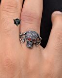 Kurukafa Figürlü 925 Ayar Gümüş Erkek Yüzüğü