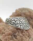 925 Ayar Gümüş Yüzük Kalem İşçilikli Zihgir