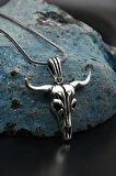 Boğa Motifli Gümüş Kolye Zincir 925 Ayar