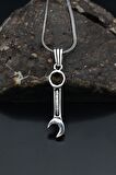 Çatal  Anahtarı Tasarımlı Gümüş Kolye Zincir 925 Ayar