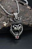 Kral Taçlı Goril Gümüş Kolye Zincir 925 Ayar