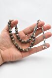 33'lük Doğal Benekli Jasper Taşlı Tesbih 925 Ayar Gümüş Püsküllü 10mm Küre Kesim