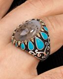 Yemen Akik Taşlı 925 Ayar Gümüş Erkek Yüzüğü 