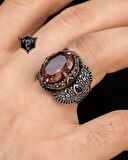 Zultanit Taşlı Mikro Taş Süslemeli 925 Ayar Gümüş Erkek Yüzüğü