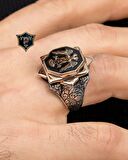 Selçuklu Kartalı Mineli 925 Ayar Gümüş Erkek Yüzüğü