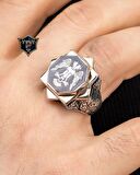 Selçuklu Kartalı Mineli 925 Ayar Gümüş Erkek Yüzüğü