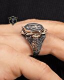 Selçuklu Kartalı Mineli 925 Ayar Gümüş Erkek Yüzüğü