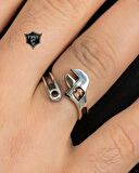 Ingiliz Anahtarı Tasarımlı 925 Ayar Ayarlanabilir Gümüş Yüzüğü