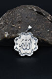 Çift Taraflı Hz. Süleyman Mührü ve Allah Yazılı Kolye Ucu 925 Ayar Gümüş