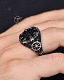 925 Ayar Gümüş Erkek Yüzüğü Kutup yıldızlı pusula