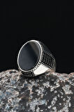 Oniks Taşlı Flat Tasarım 925 Ayar Gümüş Erkek Yüzüğü 901042