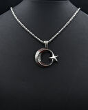 Ay Yıldızlı (AYYILDIZLI) Zirkon Taş Süslemeli Kral Zincirli 925 Ayar Gümüş Kolye 901081