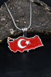 Türk Bayrağı ( Ay Yıldızlı ) Mineli  925 Ayar Gümüş Kolye Zincir 901119