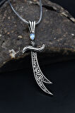 Hz. Ali Zülfikar Kılıcı Aquamarine (AQUA MARİN) Taşlı Erkek Kolye Zincir 925 Ayar Gümüş 901128
