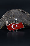 Kolye Ucu Ay Yıldızlı ( Türk Bayrağı ) Mineli 925 Ayar Gümüş 901191