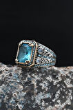 AQUA MARİN (Aquamarine) Taşlı Tesbih Ve 925 Ayar Gümüş Erkek Yüzüğü Aquamarine (AQUA MARİN) Taşlı 901422