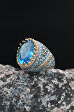 AQUA MARİN (Aquamarine) Taşlı Tesbih Ve 925 Ayar Gümüş Erkek Yüzüğü AQUA MARİN (Aquamarine) Taşlı 901423