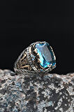 AQUA MARİN (Aquamarine) Taşlı Tesbih Ve 925 Ayar Gümüş Erkek Yüzüğü AQUA MARİN (Aquamarine) Taşlı 901424