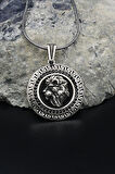 Grek Desenli Aslan Figürlü 925 Ayar Gümüş Kolye Zincir 901803