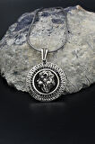 Grek Desenli Aslan Figürlü 925 Ayar Gümüş Kolye Zincir 901803