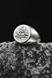 Hasbiyallah Allah Bana Yeter Arapça Yazlı 925 Ayar Gümüş Yüzük 901919