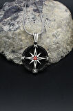 Kutup Yıldızlı Pusula 925 Ayar Gümüş Kolye Zincir 902135