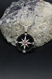 Kutup Yıldızlı Pusula 925 Ayar Gümüş Kolye Zincir 902135