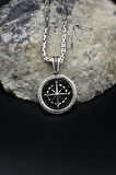 Kutup Yıldızlı Pusula Grek Desenli 925 Ayar Gümüş Kolye Kral Zincir 2Mm 902161