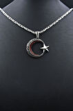 Ay Yıldız - Ay Yıldızlı Kral Zincir Desenli 925 Ayar Gümüş Kolye Kral Zincir 3 Mm 902192