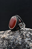 Kırmızı Akik Taşlı 925 Ayar Gümüş Yüzük 902211