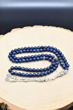 Doğal Lapis Lazuli Taşlı 99'lük Tesbih 925 Ayar Gümüş Püsküllü 6mm Küre Kesim 902224