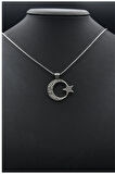 Ay Yıldızlı - Ay Yıldız - Kelime-i Tevhid ve Bismillah Yazlı 925 Ayar Gümüş Kolye Zincir 902310