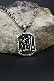 Ya Allah Yazılı 925 Ayar Gümüş Kolye Kral Zincir 2Mm 902429