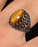 925 Ayar Gümüş Erkek Yüzüğü Kaplangözü Taşlı